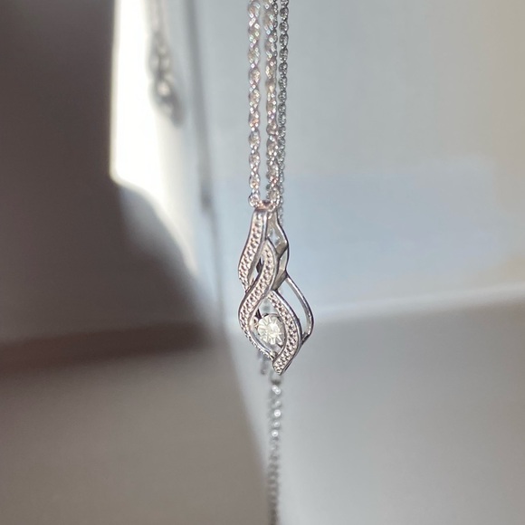 GENUINE Diamond necklace 925 Sterling silver - Picture 11 of 15